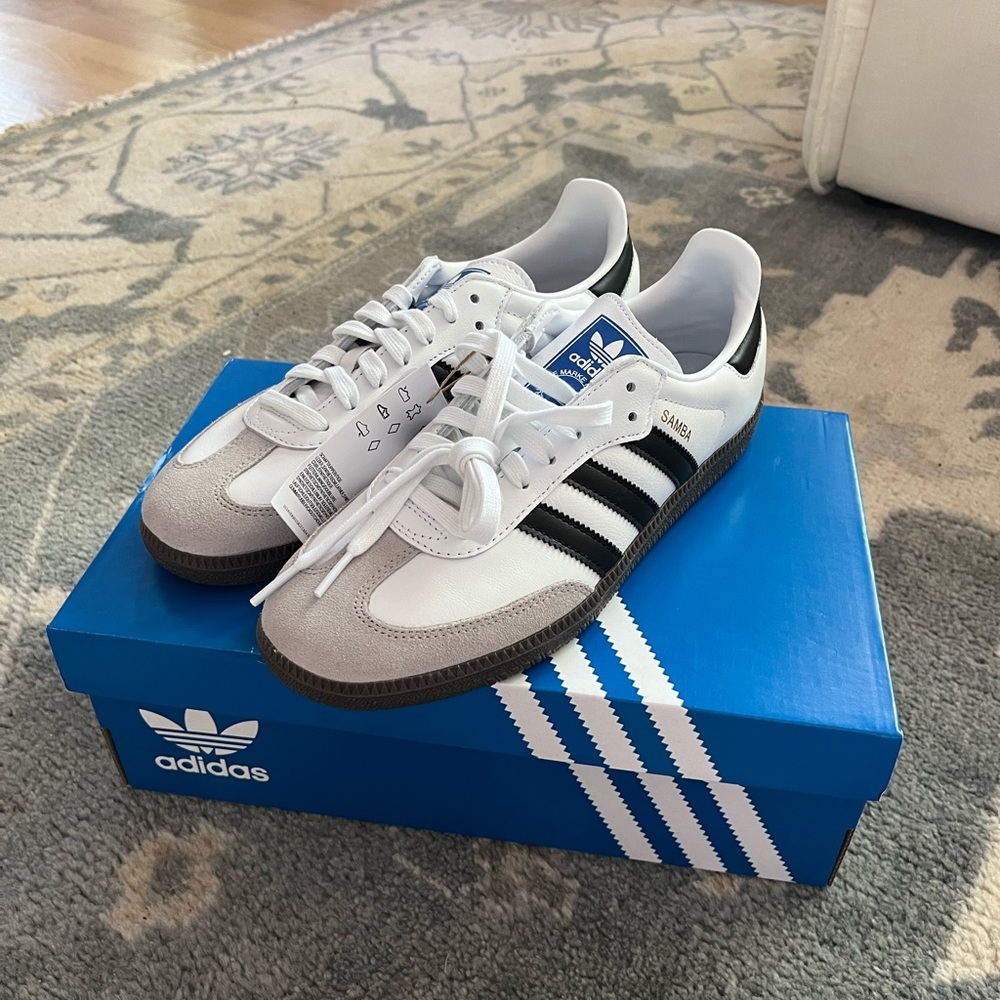 Brand New White Adidas Sambas Size M7/W8
